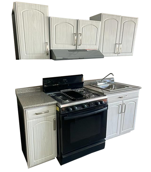 Cocineta Grace 2.00 m – Blanca Veteada Madera