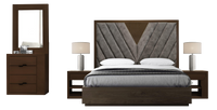 RECAMARA QUEEN SIZE ESPAÑA NOGAL TAPIZ GRIS